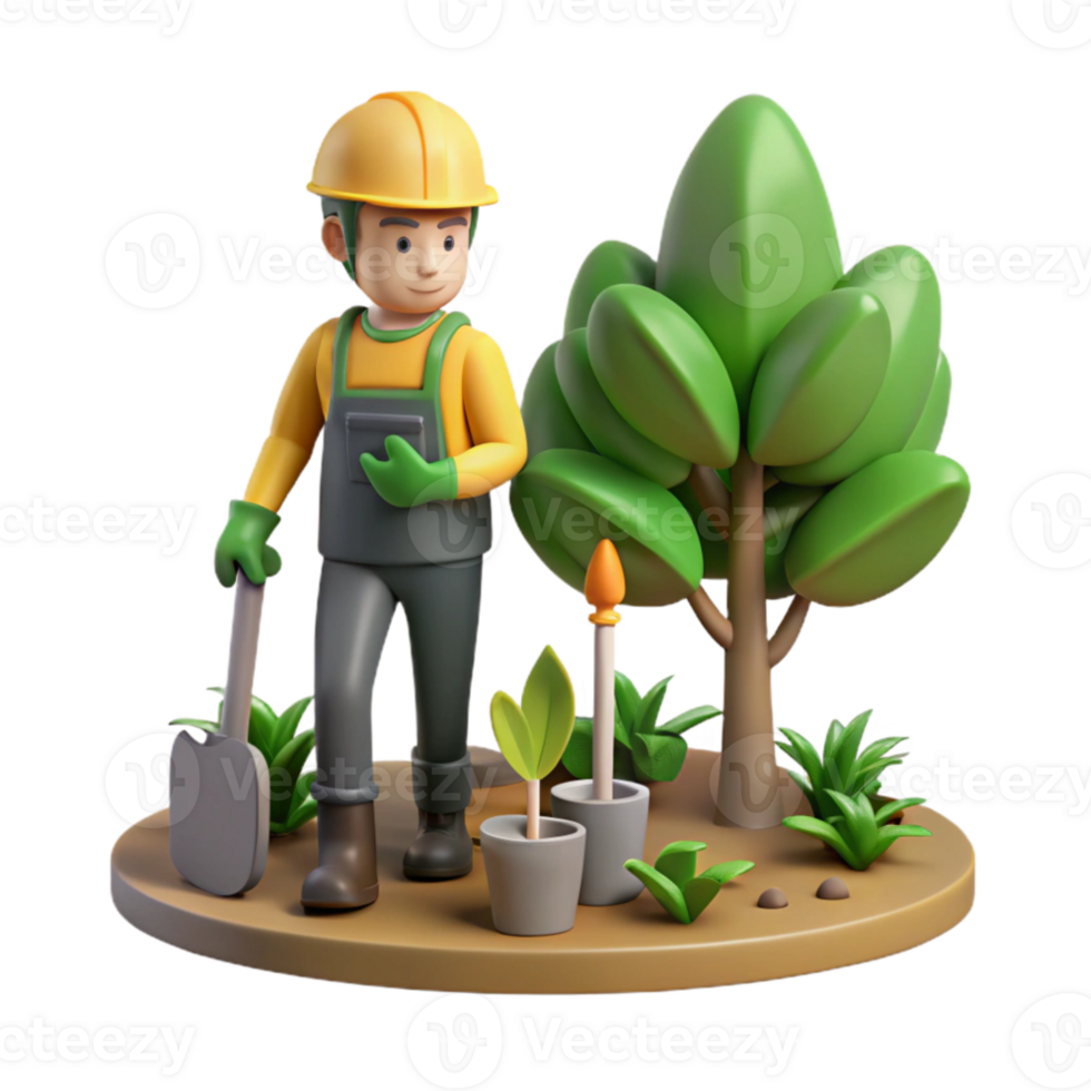 wonderful vintage Tree Planting Volunteers Forest Setting Cutout high quality png