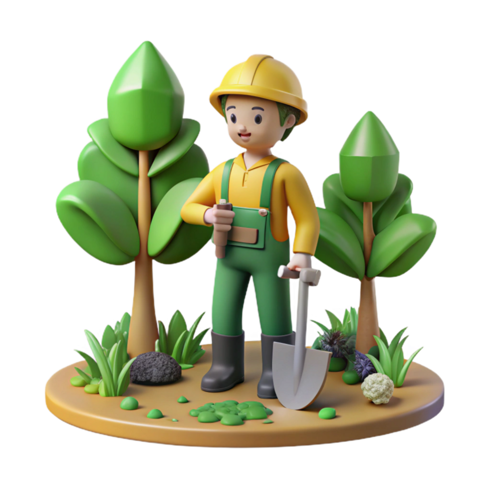 vibrant artistic Tree Planting Volunteers Forest Setting Cutout professional png