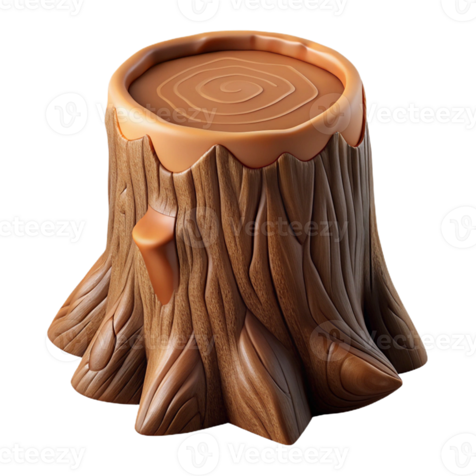 vibrant artistic Tree Stump Cutout with Brown Bark Transparent Background genuine png