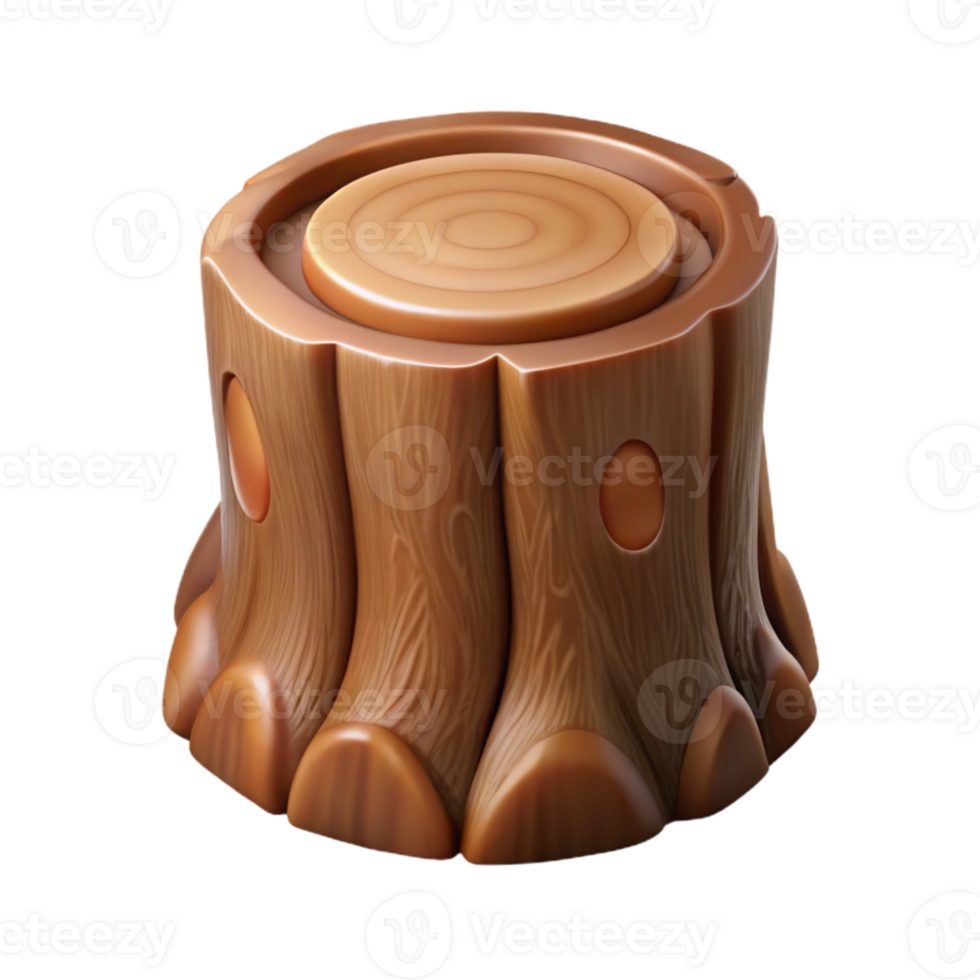 vibrant abstract Tree Stump Cutout with Brown Bark Transparent Background high quality png