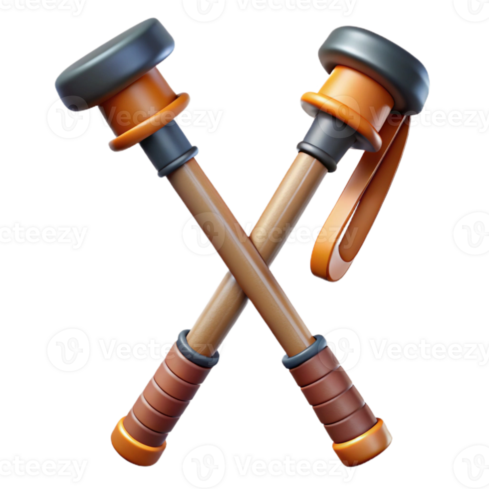 dramatic classic Trekking Poles Collapsed and Ready to Pack Transparent Background high quality png