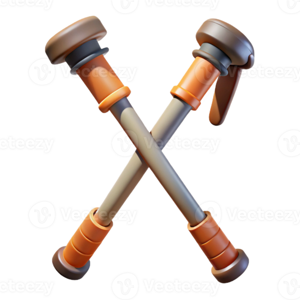 serene vintage Trekking Poles Collapsed and Ready to Pack Transparent Background high resolution png