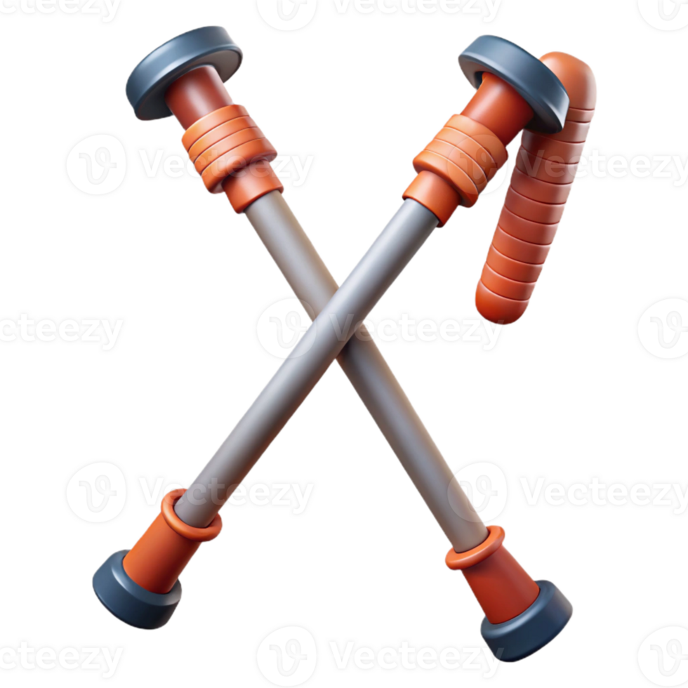 dramatic rustic Trekking Poles Collapsed Isolated high quality png