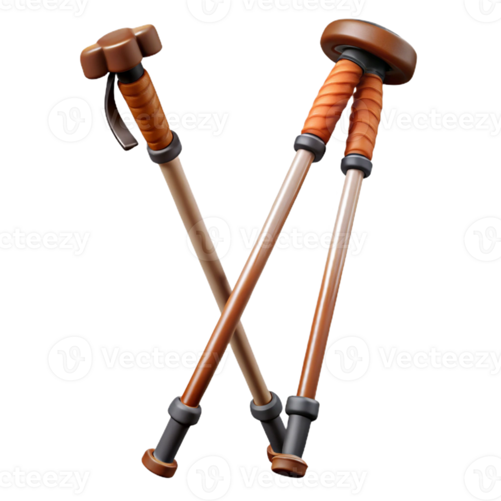 magnificent rustic Trekking Poles Extended and Ready for Hiking Transparent Background png