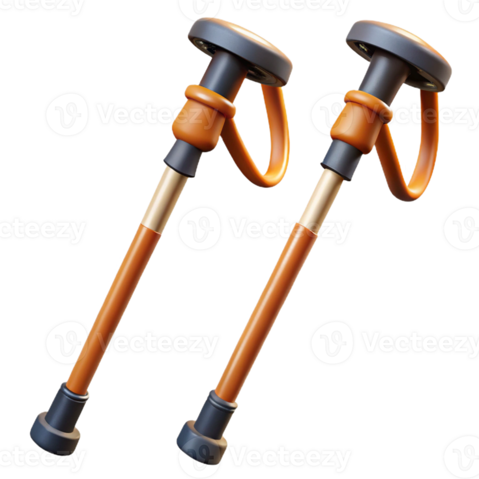 dramatic modern Trekking Poles Extended and Ready for Hiking Transparent Background high resolution png