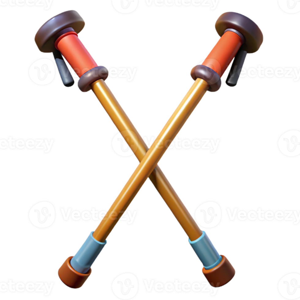 beautiful rustic Trekking Poles Extended Isolated premium png