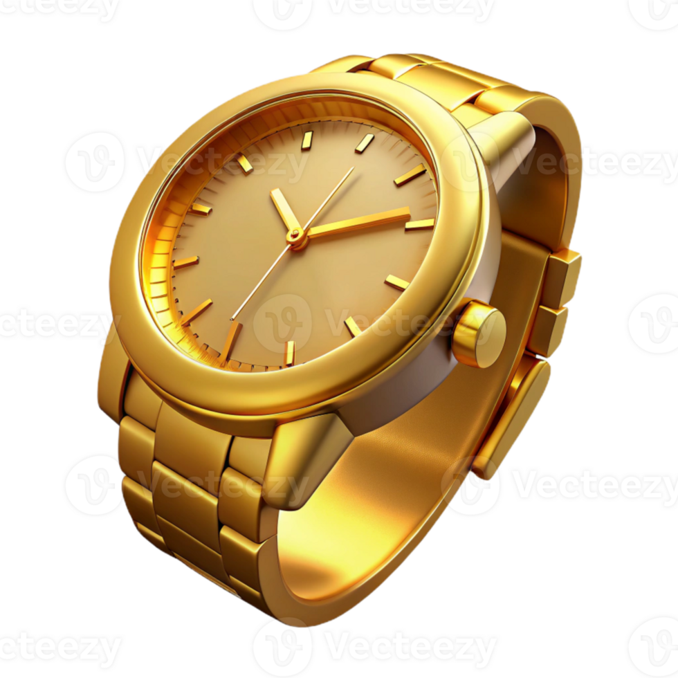 extraordinary creative Trendy Watch Gold Isolated on Transparent Background exclusive png