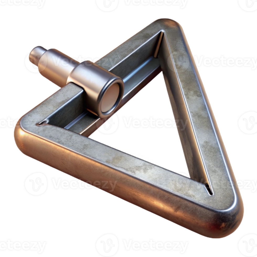 beautiful modern Triangle Beater Metal Finish Cutout Transparent Background detailed png