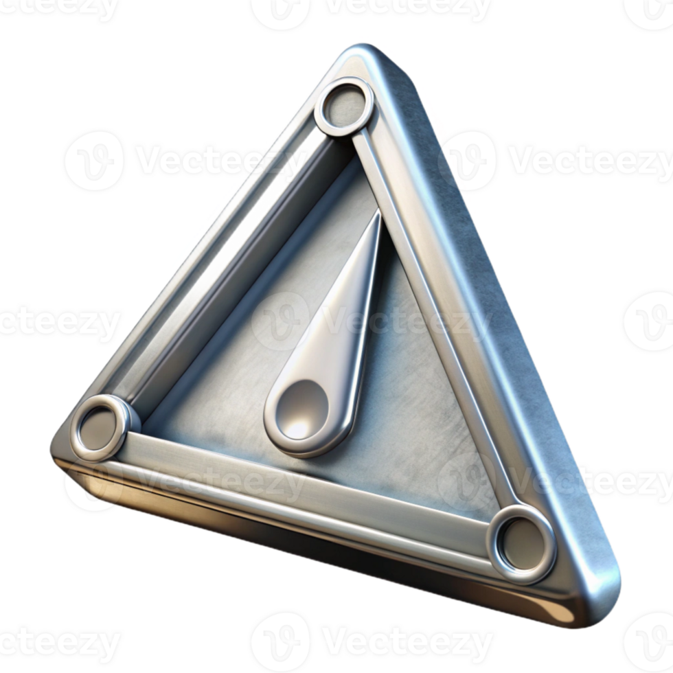 dramatic rustic Triangle Instrument Silver Finish Isolated genuine png