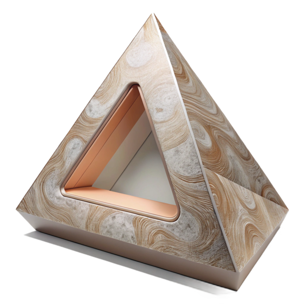 serene traditional Triangle Shaped Packaging Box with Window Display Transparent Background high quality png
