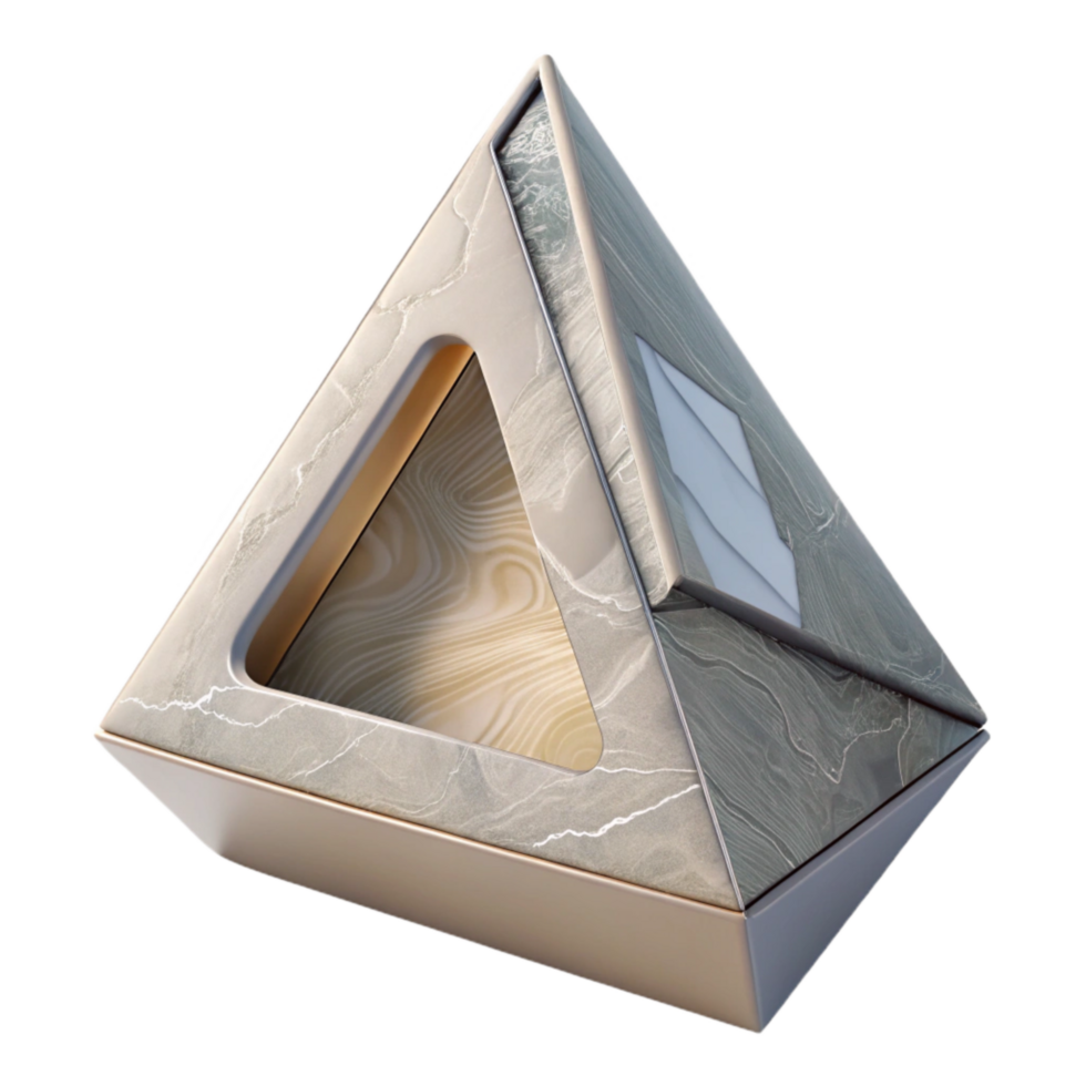 impressive classic Triangle Shaped Packaging Box with Window Display Transparent Background premium png