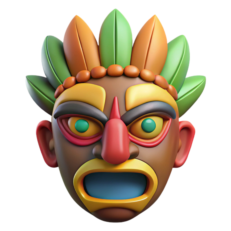 stunning vintage Tribal Mask Front View Isolated with Vibrant Colors professional png