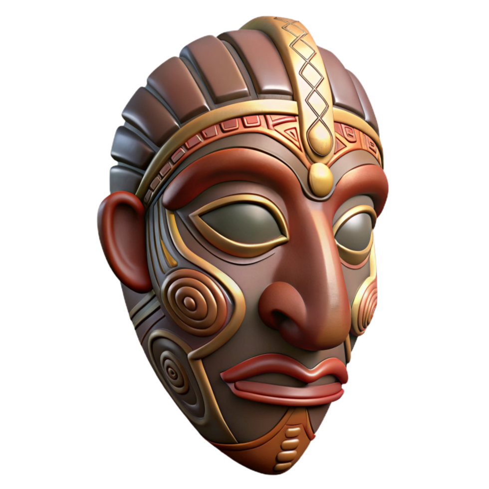 beautiful artistic Tribal Mask Profile View with Intricate Carvings Isolated png