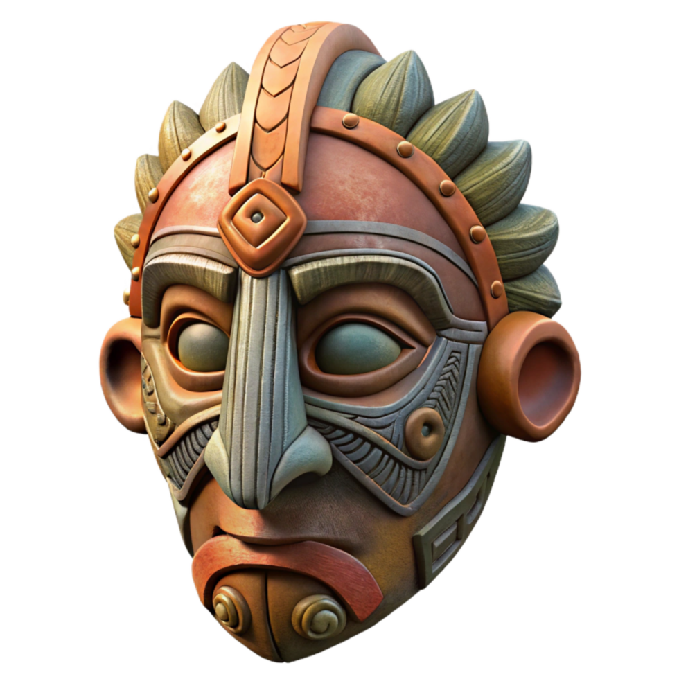 stunning modern Tribal Mask Profile View with Intricate Carvings Isolated premium png