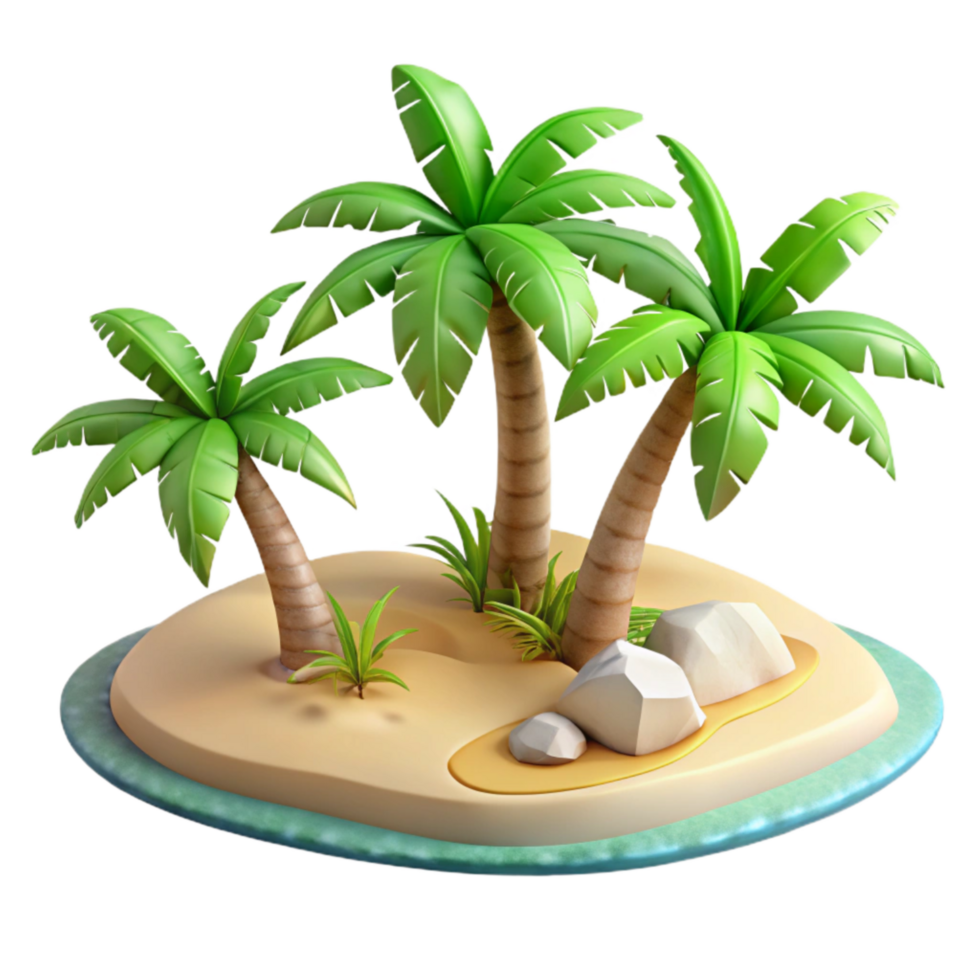 impressive classic Tropical Beach with Palm Trees Aerial View Isolated genuine png