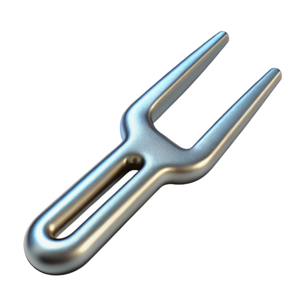 impressive rustic Tuning Fork Silver Finish Transparent Background Cutout high resolution png