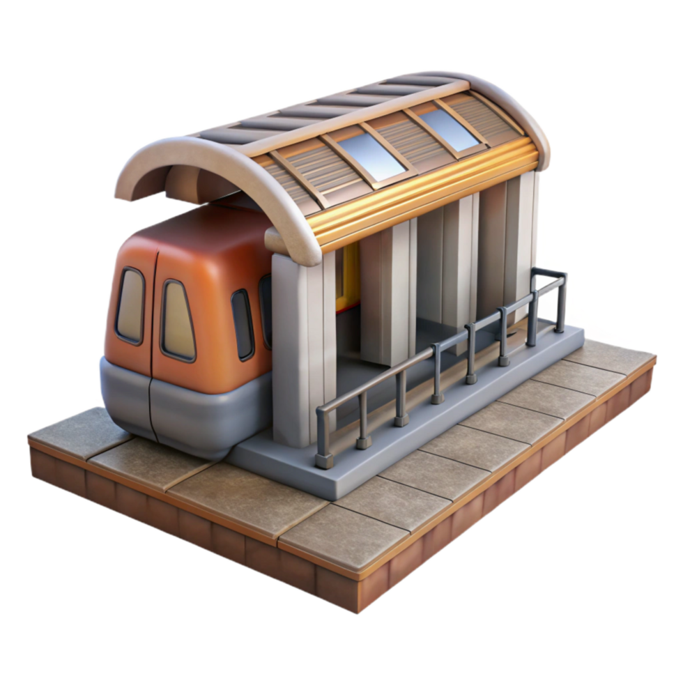 vibrant vintage Underground City Train Subway Platform Isolated exclusive png