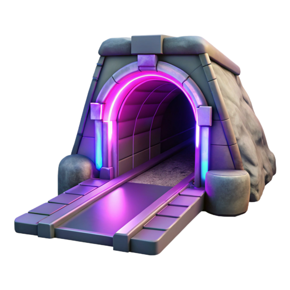 wonderful creative Underground City Tunnel Entrance Neon Lights Transparent Background png