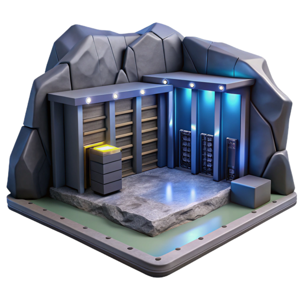 impressive rustic Underground Data Center Interior Transparent Background premium png