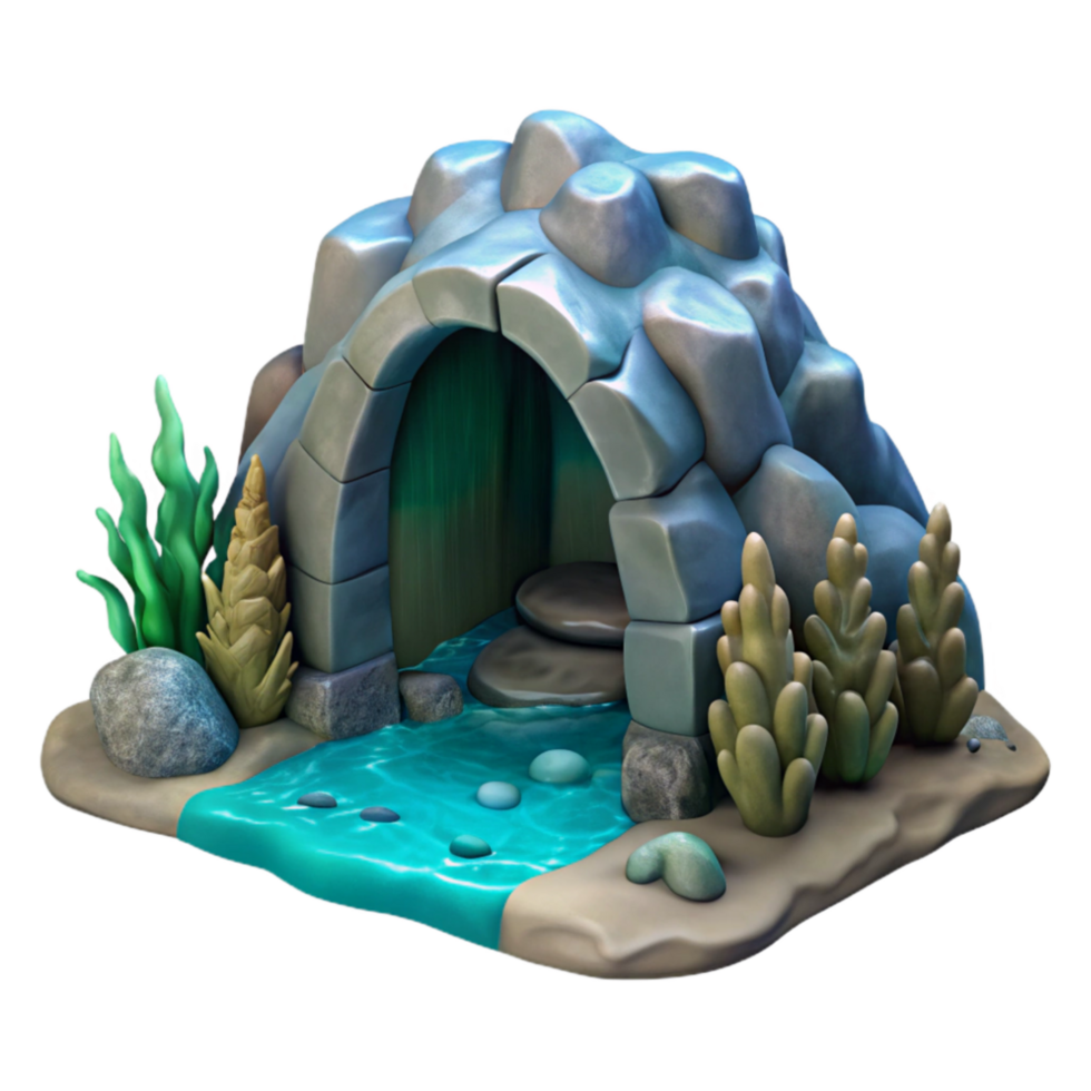 elegant artistic Underwater Cave Entrance Partially Hidden Transparent Background authentic png