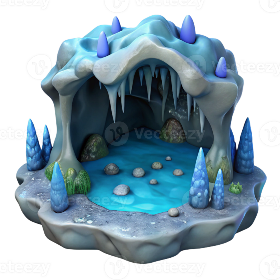 elegant traditional Underwater Cave with Stalactites Cutout Isolated high resolution png