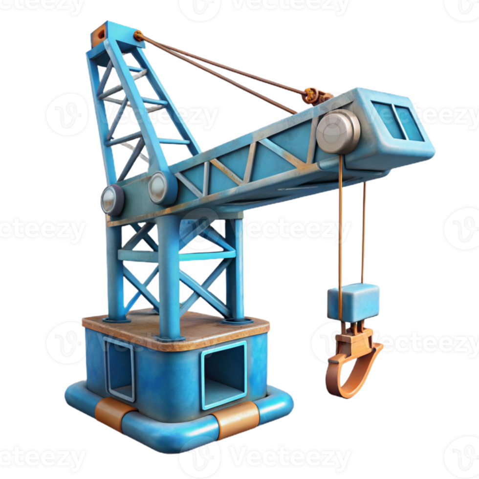 vibrant contemporary Underwater Construction Crane Cutout with Lifting Cables genuine png