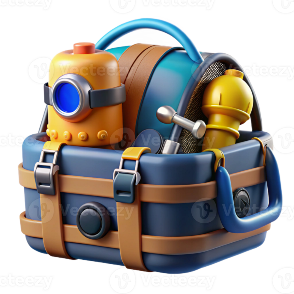 magnificent traditional Underwater Construction Diver Tool Kit Isolated with Essential Equipment professional png