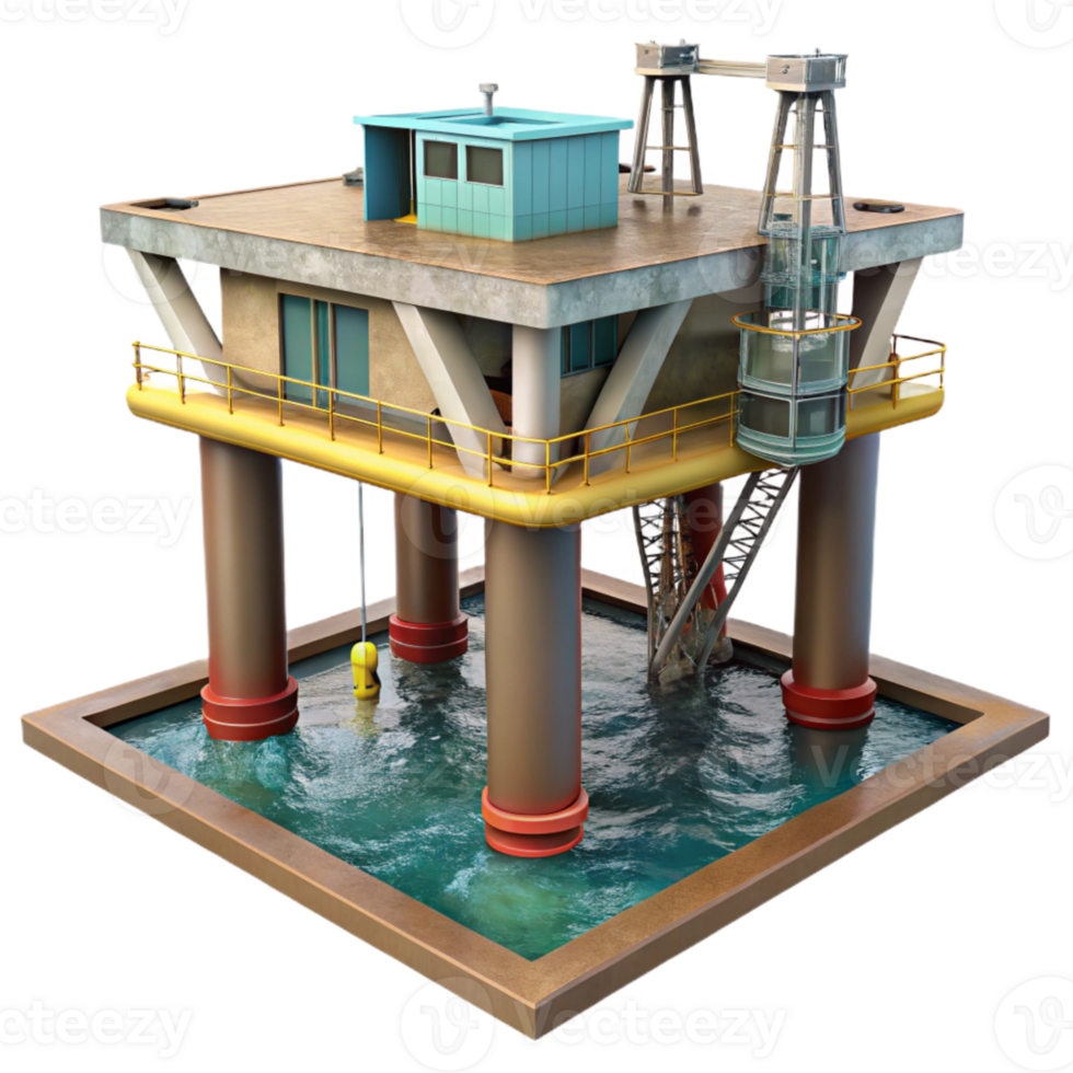 serene traditional Underwater Construction Platform Jackup Legs Transparent Background with Hydraulic System detailed png