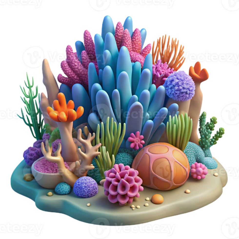 wonderful minimalist Underwater Coral Reef Scene Transparent Background original png