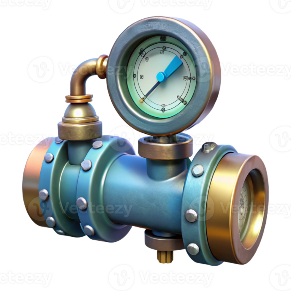 dramatic classic Underwater Pipeline Flow Meter Transparent Background with Digital Readout high quality png