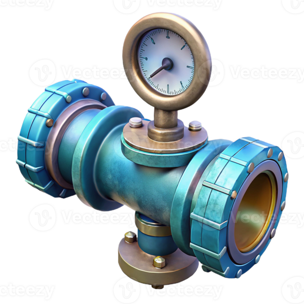 beautiful contemporary Underwater Pipeline Flow Meter Transparent Background with Digital Readout high quality png