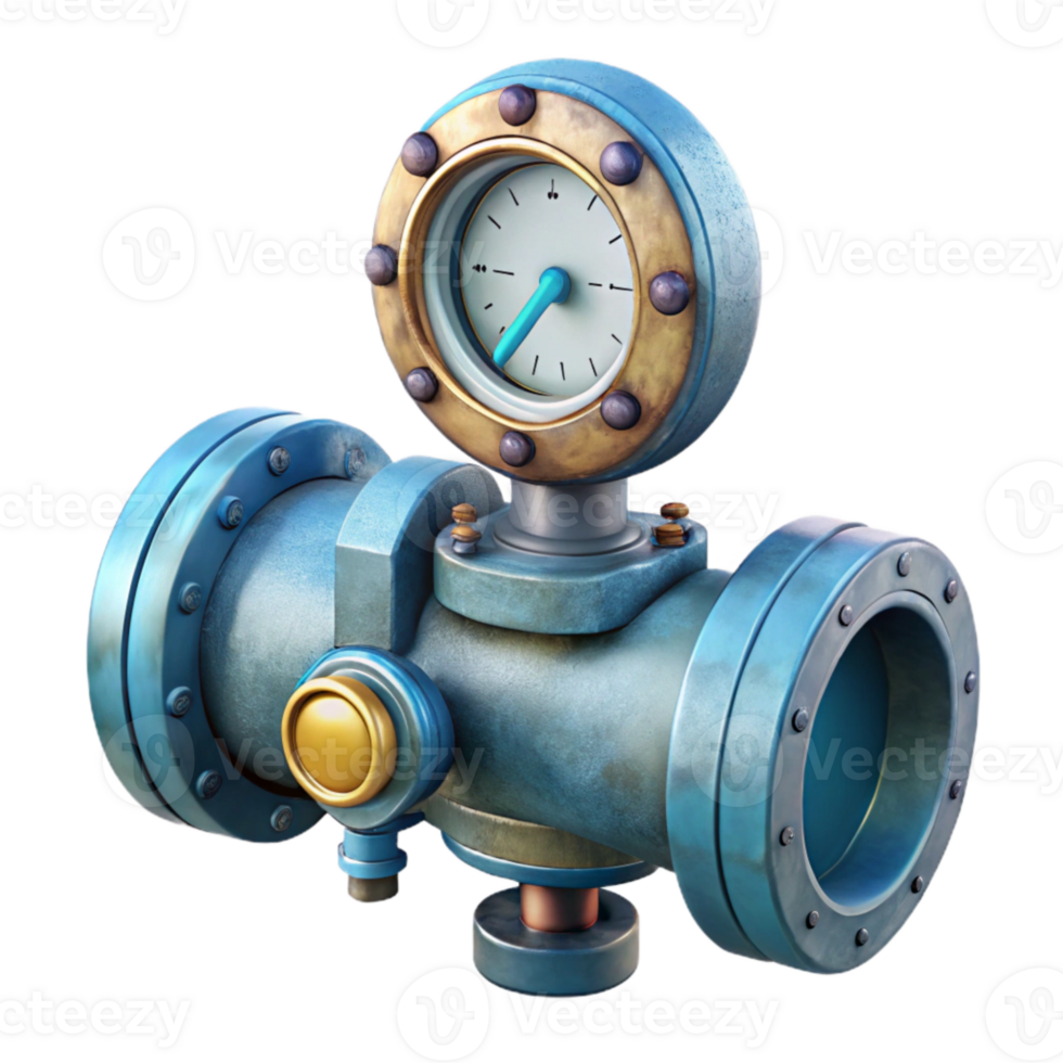 beautiful rustic Underwater Pipeline Flow Meter Transparent Background with Digital Readout professional png