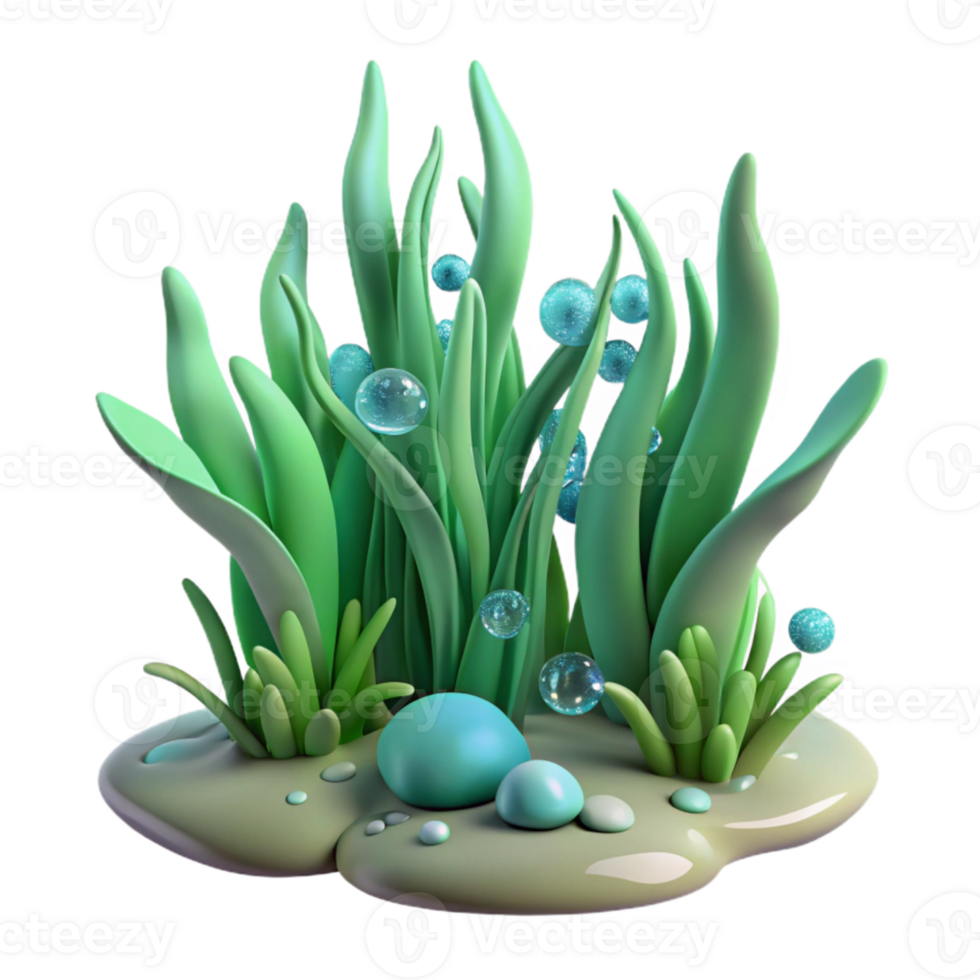 elegant contemporary Underwater Plants Swaying Gently Transparent Background high quality png