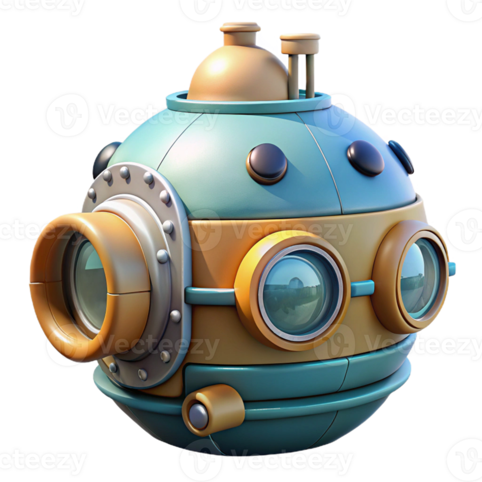 dramatic contemporary Underwater Research Lab Module Isolated with Side View detailed png
