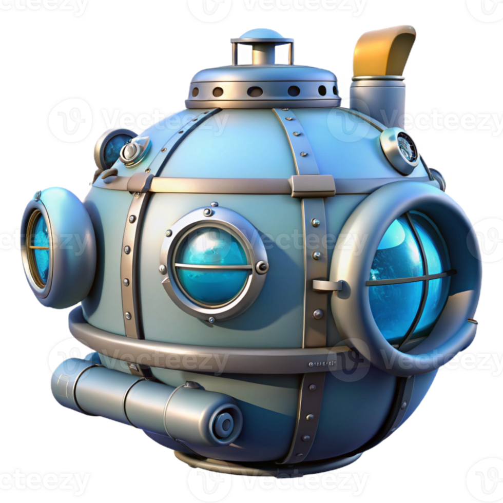 serene abstract Underwater Research Lab Module Isolated with Side View detailed png