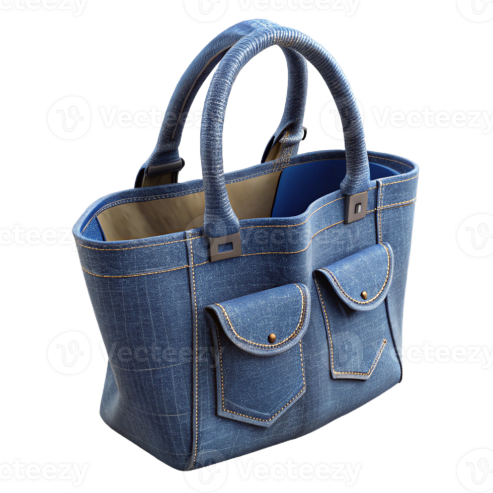 magnificent abstract Upcycled Denim Tote Bag with Pockets Cutout exclusive png