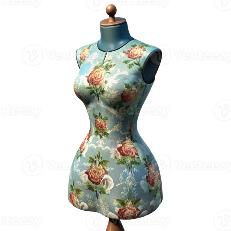beautiful modern Upcycled Dress Form with Floral Pattern Cutout professional png