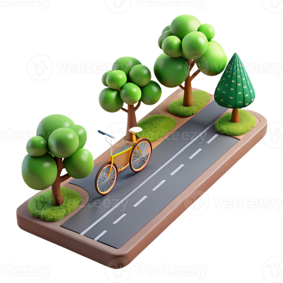 stunning modern Urban Bicycle Path with Trees Isolated Element genuine png