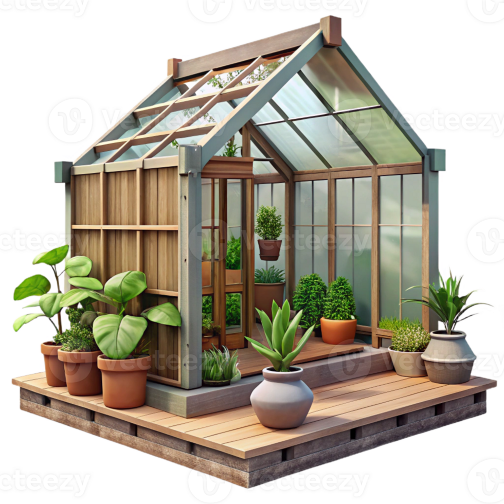 wonderful vintage Urban Farm Greenhouse Interior Isolated authentic png