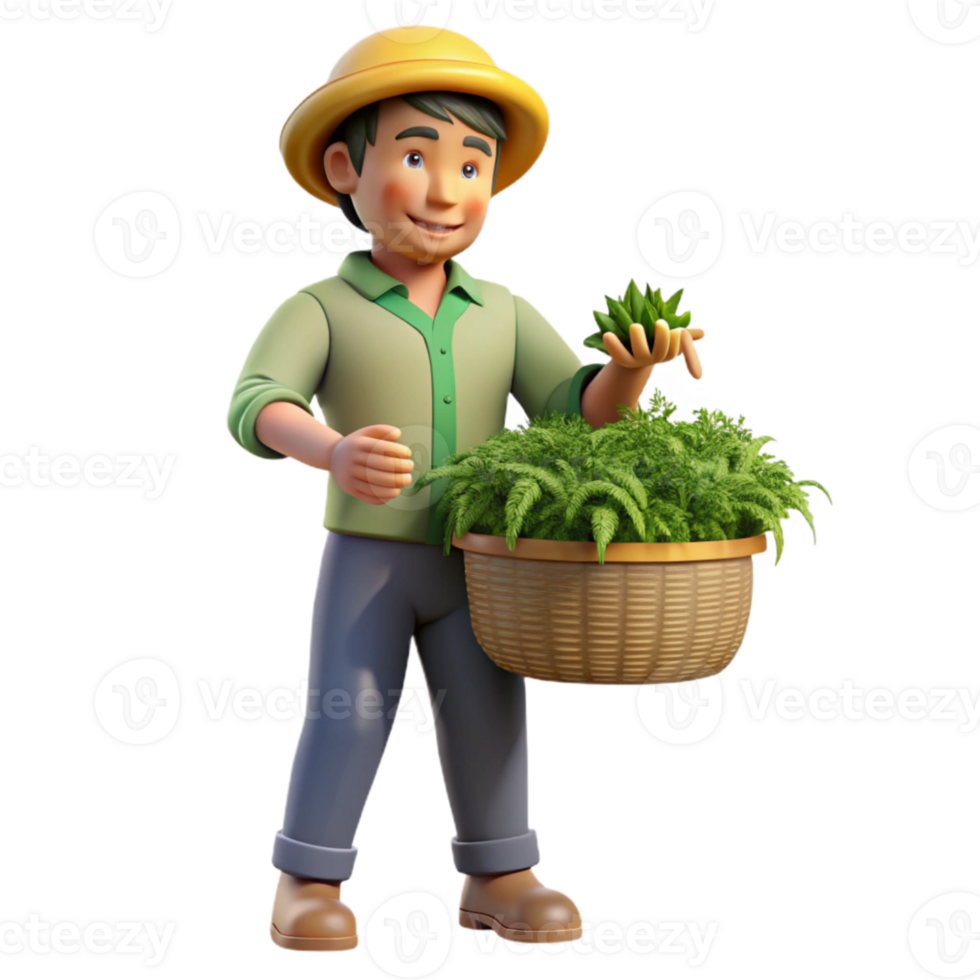 impressive rustic Urban Farm Worker Harvesting Transparent Background genuine png