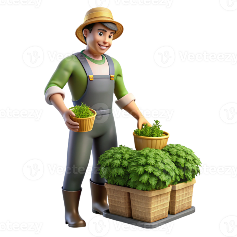 impressive abstract Urban Farm Worker Harvesting Transparent Background exclusive png