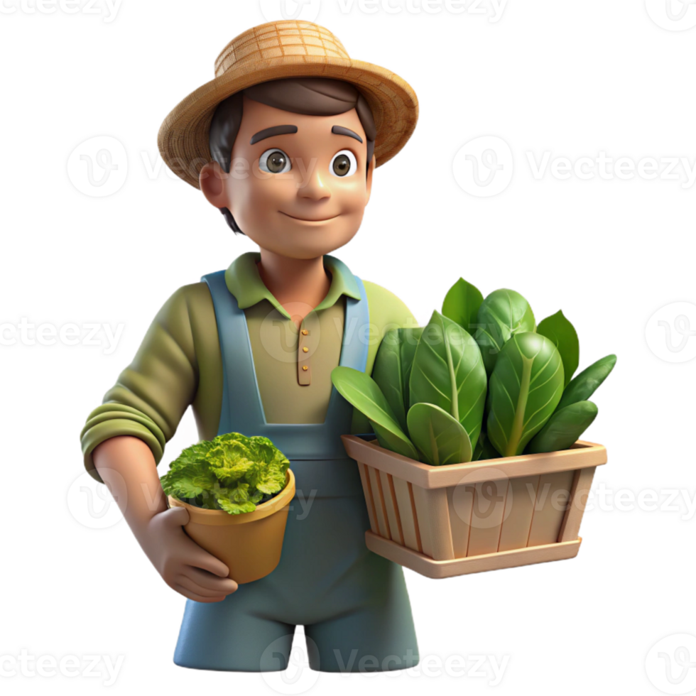 extraordinary creative Urban Farm Worker Harvesting Transparent Background professional png