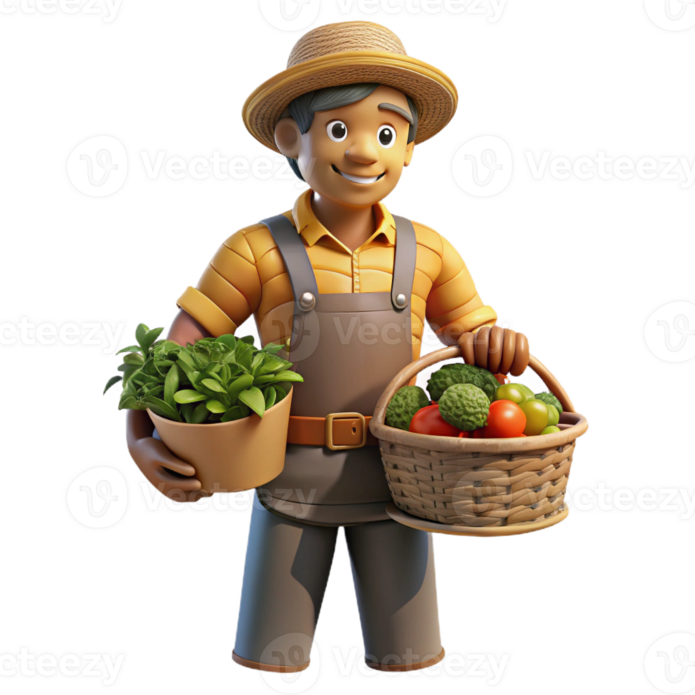 extraordinary vintage Urban Farm Worker Harvesting Transparent Background high quality png