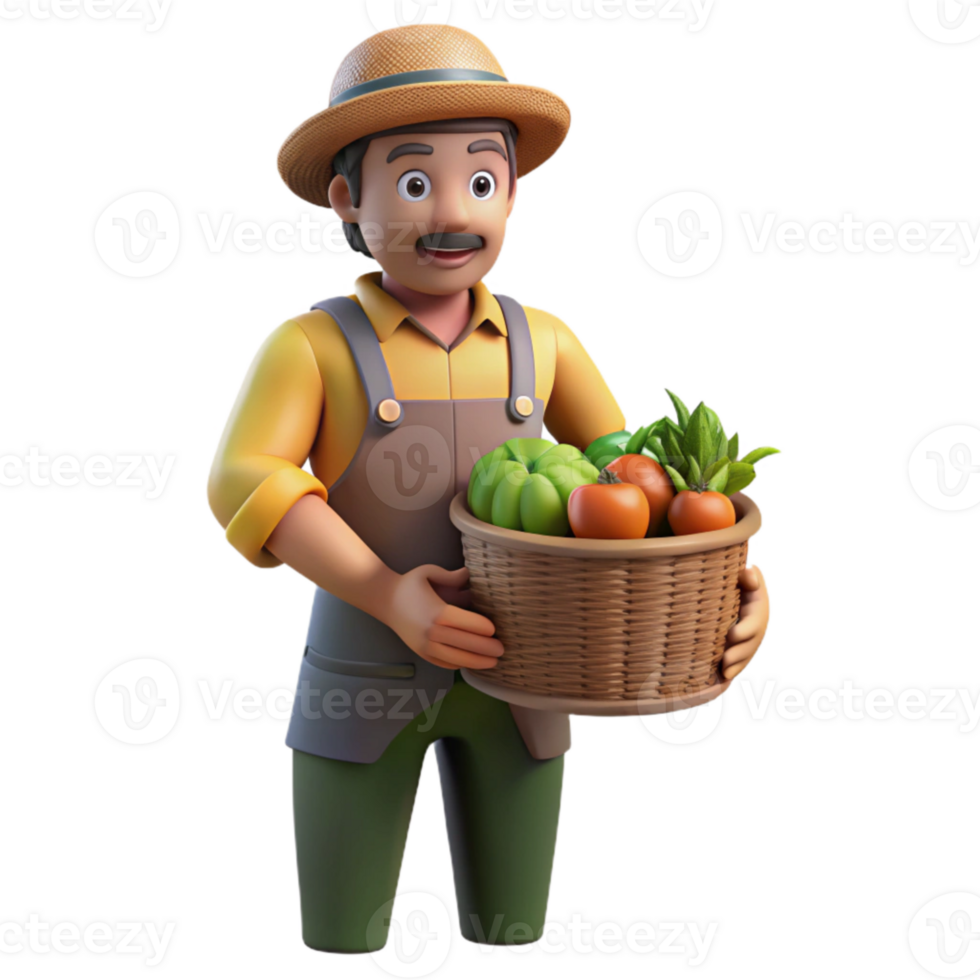 stunning classic Urban Farm Worker Harvesting Transparent Background high quality png
