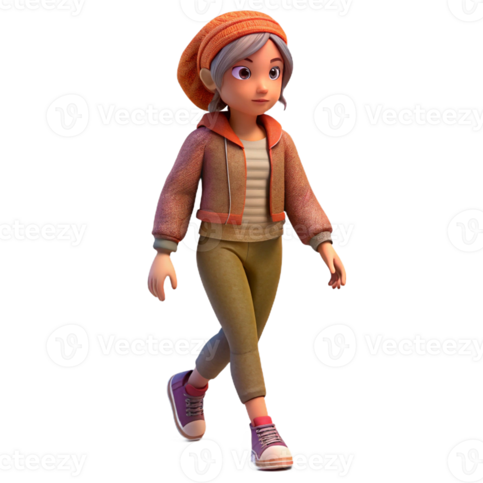 wonderful classic Urban Fashion Girl Walking Isolated high resolution png