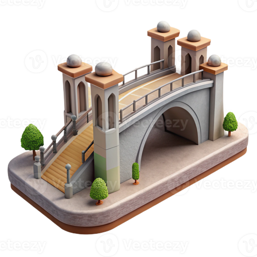 stunning rustic Urban Landscape Bridge View Isolated high resolution png