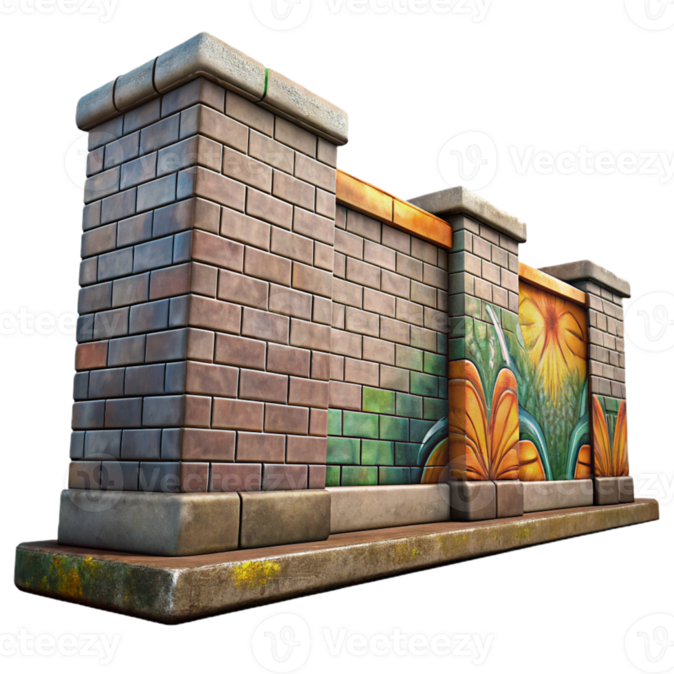 beautiful vintage Urban Landscape Graffiti Wall Isolated premium png