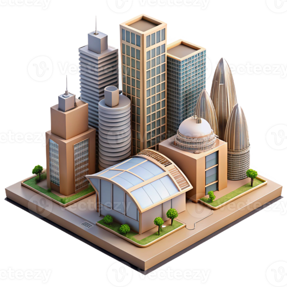 beautiful minimalist Urban Landscape with Modern Architecture Transparent Background genuine png