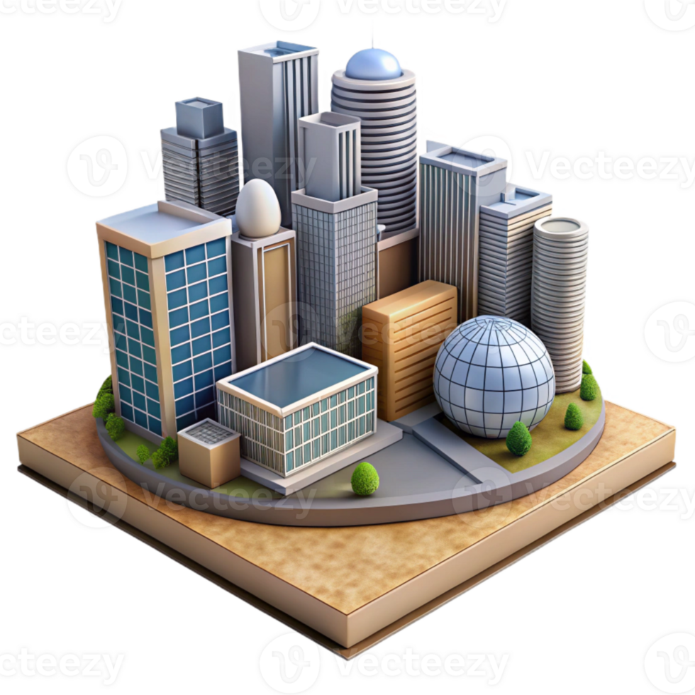 elegant artistic Urban Landscape with Modern Architecture Transparent Background professional png
