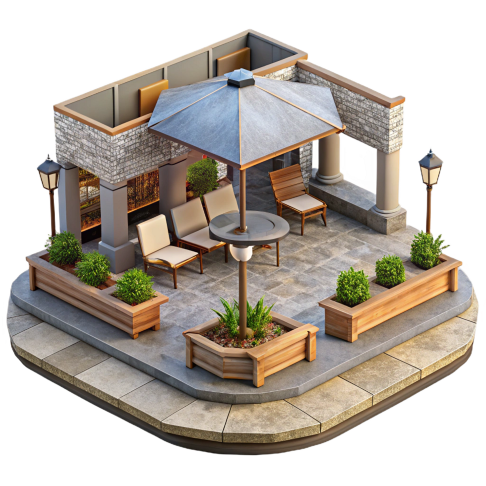 impressive classic Urban Plaza with Seating Area Transparent Background professional png